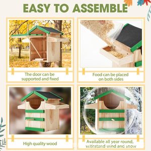Casa para pájaros de madera maciza 35.6x21.6x21.6cm, caja de nido colgante para exteriores, comedero de jardín para pájaros - Product Image 5