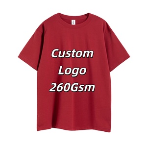 Camiseta Lisa de Cuello Redondo 100% Algodón 260gsm Personalizada al por Mayor, Camiseta Pesada en Blanco para Impresión OEM ODM, Ropa Urbana - Product Image 1