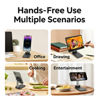 Support de téléphone de bureau en métal magnétique, pliable, portable, pour photos, diffusion en direct, support universel pour téléphone et tablette