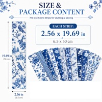 Lot de 42 bandes de tissu Jelly Roll bleues à motifs floraux, prédécoupées, 2,5 x 20 pouces, pour patchwork, patchwork de tissus, patchwork de motifs, bordures, coussins, sacs et travaux d'aiguille