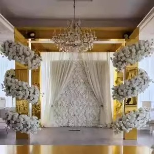 Vàng Đám Cưới Vòm Khung Nền Thép Không Gỉ Giai Đoạn <span class=keywords><strong>Backdrop</strong></span> Với Hoa Nhân Tạo Cho Đám Cưới Dàn - Product Image 6