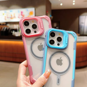 Custodia per telefono cellulare di lusso antiurto per armatura magnetica trasparente per <span class=keywords><strong>iPhone</strong></span> 16 15 14 <span class=keywords><strong>13</strong></span> <span class=keywords><strong>Pro</strong></span> Max <span class=keywords><strong>con</strong></span> supporto per <span class=keywords><strong>fotocamera</strong></span> - Product Image 2