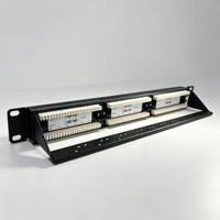Cat6 24 Port Unshielded UTP 1U 19 Inch Rack Mount Network Distribution Frame dengan Cable Manager Patch Panel
