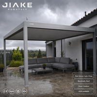 Pergola en aluminium Jiake avec capteur de pluie et toit bioclimatique électrique pour patio extérieur, gazebo OEM/ODM