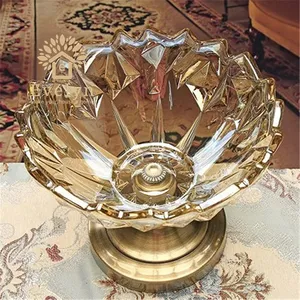 Tabela de vidro forma de flor de cristal, bandeja de vidro para decoração do casamento
