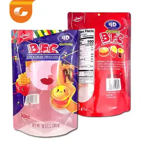 Benutzer definierte gedruckte Logo Plastiktüten geruchs neutrale Zucker Gummibärchen Mylar Heiß siegel Stand Up Hang Hole Beutel