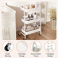 Chariot de rangement mobile à 3 niveaux pour cuisine, salle de bain, chambre à coucher
