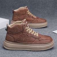 M066 Nouvelles Chaussures Montantes Homme Automne à Semelle Épaisse, Style Britannique Décontracté et Sportif, Chaussures de Ville Souples pour Hommes