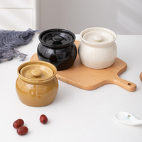 Style japonais Mini marmite à ragoût en porcelaine épaissie anti-déflagrant bol à vapeur à couvercle écologique résistant à la chaleur Japandi Design