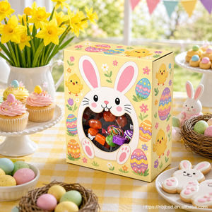 Boîte à bonbons personnalisée avec logo imprimé, boîte <span class=keywords><strong>cadeau</strong></span> en papier transparente avec fenêtre en forme de lapin pour la <span class=keywords><strong>chasse</strong></span> aux œufs de Pâques, cadeaux pour la fête de Pâques - Product Image 3