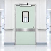 Portes pour hôpital, porte médicale à battant simple, porte hermétique en acier pour salle d'hôpital avec longue fenêtre d'observation