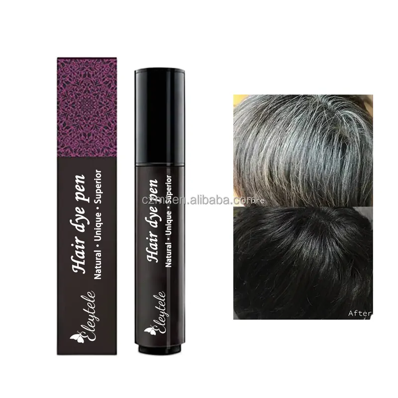 Private Label Waterproof Natural Hair Color Stick Pens Temporary Washable Color Dye Brush Cream Hair Dye Pen For Gray Hair