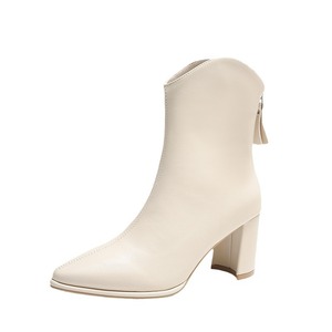 Nueva llegada negro cremallera Color sólido <span class=keywords><strong>plataforma</strong></span> botines invierno nueva punta redonda tacón grueso <span class=keywords><strong>botas</strong></span> de cuero - Product Image 5