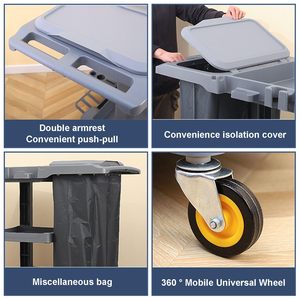 Chariot utilitaire pour tâches de nettoyage lourdes, chariot de concierge multifonctionnel, chariot de service en chambre d'hôtel, chariot à outils polyvalent, chariot de nettoyage - Product Image 4