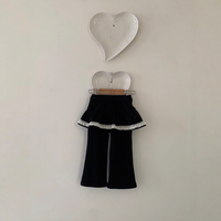 Pantalons en dentelle évasés doublés de polaire pour enfants, automne et hiver : pantalons chauds et élégants pour filles