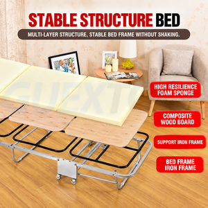 Lit pliant pour bureau et maison, simple/double, en bois, lit de camping, pliable en trois, pour usages multiples - Product Image 5