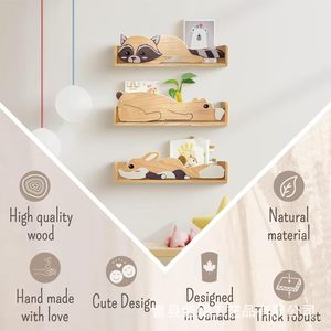 <b>Wall</b> <b>Mounted</b> Animal <b>Shelves</b> For Kids Room Book Storage Display Rack Bedroom Living Room Decorative Organizer With Cartoon Design - Product Image 2