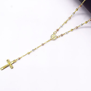 <span class=keywords><strong>Collana</strong></span> <span class=keywords><strong>Rosario</strong></span> Z019 <span class=keywords><strong>in</strong></span> <span class=keywords><strong>Oro</strong></span> con Zirconi <span class=keywords><strong>in</strong></span> Tre Colori, Gioielli Religiosi all'Ingrosso - Product Image 1