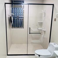 Pintu Kamar Mandi Kaca Temper Berbingkai Engsel Ukuran Khusus, Kamar Mandi Ayun Tahan Air, Ruang Mandi Pemisah Area Basah dan Kering