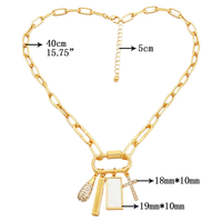 Collier tendance en gros pour femmes, style simple, plaqué or, avec pendentif croix, strass et coquillage blanc