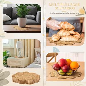 Round Woven Wood Placemats Plate Chargers Wooden Beads Napkin <b>Rings</b> Scalloped Edge Wood Place Mats Non-Toxic Traditional Chinese - Product Image 6