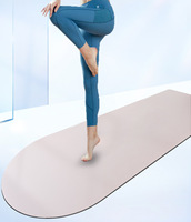 Tapete de Yoga Profesional Antideslizante de 4.5mm con Agarre Cómodo, para Gimnasio en Casa, Pilates, Diseño Arqueado Ovalado, de PU y Caucho Natural, con Logotipo Personalizado