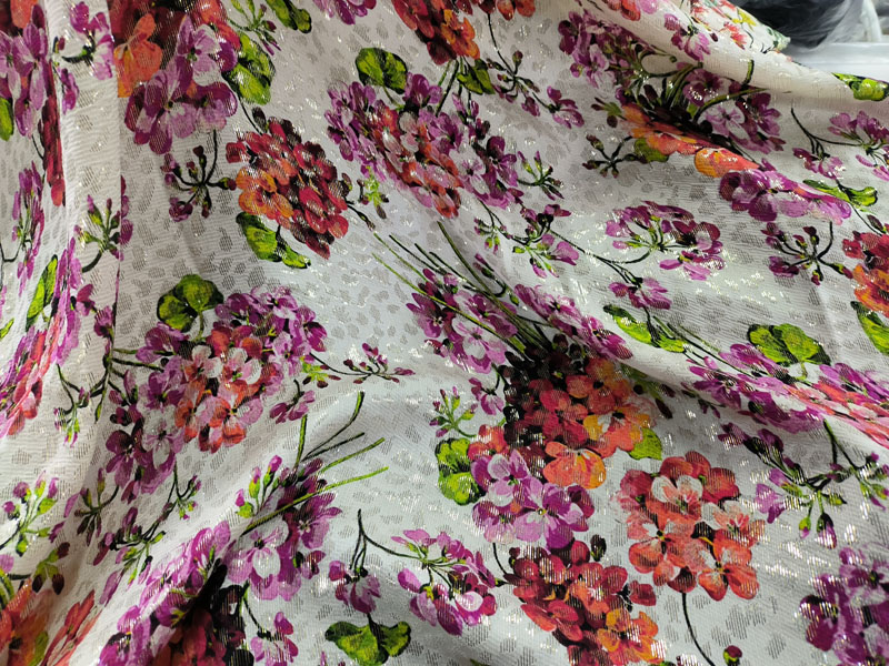 Silk Jacquard Lurex Fabric Dots Jacquard Silk Metallic Shiny
