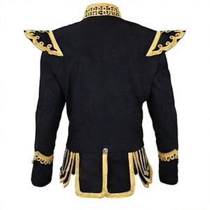 เสื้อแจ็คเก็ตดับเบิ้ลท์สก็อตสำหรับผู้ชาย สีดำ ทำจากผ้าขนสัตว์ ปักลายด้วยมือ คอตั้ง กันน้ำ เหมาะสำหรับวงดนตรีเป่าลมและมือกลอง - Product Image 2