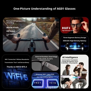 Ag01 ai thông minh kính dịch 800x480 cuộc gọi video nghe nhạc hình ảnh công nhận cho IP68 không thấm nước <span class=keywords><strong>Bluetooth</strong></span> 5.0 Kính - Product Image 3
