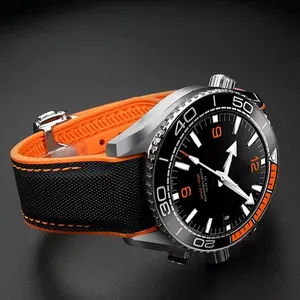 Tali jam tangan karet dua nada untuk OMG Sea-Master tali jam tangan karet ujung melengkung 20mm 22mm