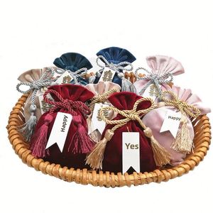 Velvet Customizable Screen Printed Drawstring Pouch European Style Wedding Candy Bag Party <b>Favors</b> <b>Box</b> Packaging Valentine's Bag - Product Image 5