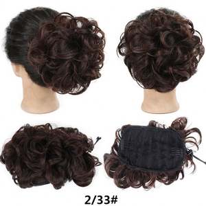 <span class=keywords><strong>Chignon</strong></span> de mariée désordonné, pièce à cheveux, lot de 5 pièces, base en latex, queue de cheval à cordon, extension de cheveux, volume naturel pour les grosses boucles - Product Image 1
