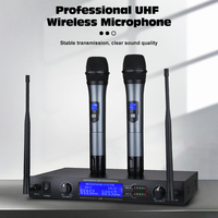Sistem Mikrofon Genggam Nirkabel UHF Ganda Dengan Penerima untuk Pesta Karaoke, Panggung, Pernikahan, Pidato, Buatan Sendiri