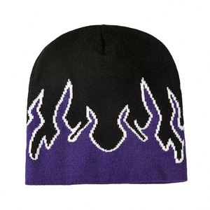 Gorro de punto Flame para hombre, estilo urbano, cálido, jacquard, para exteriores, resistente al frío - Product Image 3