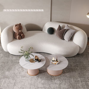 مجموعة أرائك سحابية نصف دائرية من قماش الخروف المخملي بتصميم بسيط للأريكة الداخلية المنحنية - Product Image 2