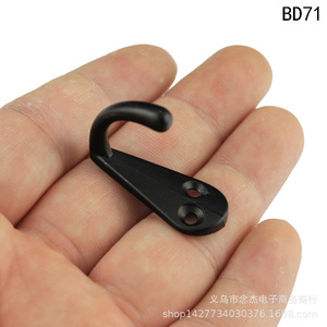 BD71 Wall Hook 14x34mm Black <b>Spray</b> Zinc Alloy Single Hook For Clothing Storage - Product Image 2