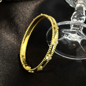 Xinyuncao phiên bản cao Rose Gold bốn lá Clover Vòng đeo tay với kim cương dát thời trang Kính vạn hoa Bangle - Product Image 3