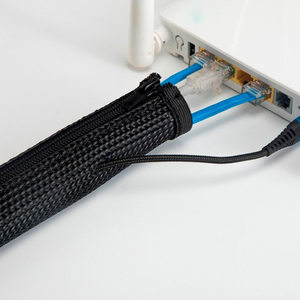 Zipper Braided PET <strong>Cable</strong> Sleeve Cover Flexible Wire Cord <strong>Hider</strong> 30mm <strong>Cable</strong> Management Organizer for Home Office Computer TV Desk - Product Image 1