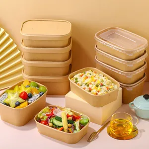 Çin fabrika popüler tek kullanımlık öğle yemeği kutusu paket servisi olan restoran mikrodalga biyobozunur öğle yemeği kutusu kağıt gıda kapları