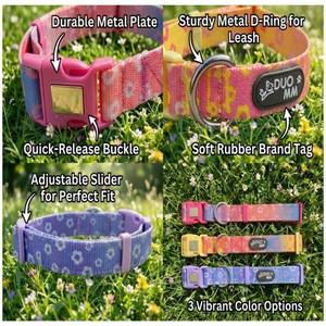 Collier pour chiens et chats YG-110, respirant, personnalisé, en nylon, dégradé, petite fleur - Product Image 5