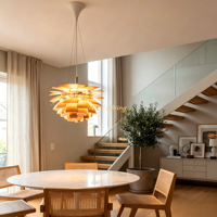 Lampe suspendue moderne en forme de pomme de pin, abat-jour en aluminium doré chaud et feuilles de cuivre, globe en acier inoxydable, luminaire de plafond suspendu
