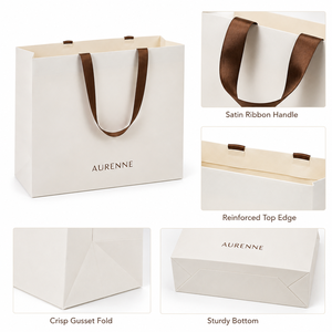Borsa di <span class=keywords><strong>Carta</strong></span> Personalizzata di Lusso con Lamina Dorata, Opaca, Goffrata e Laminata, con Logo, Grande e Media, Bianca, Robusta, per Negozi di Abbigliamento e Shopping - Product Image 3