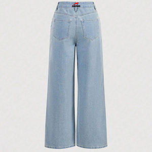 Pantalones Vaqueros Casuales de Corte Recto con Cuentas para Mujer, Ajuste Holgado - Product Image 2