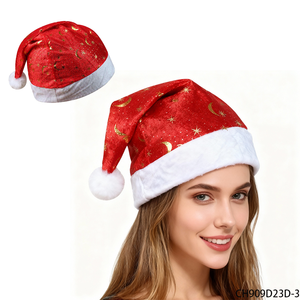 Chapeau <span class=keywords><strong>de</strong></span> Noël PESENAR avec motifs d'étoiles et <span class=keywords><strong>de</strong></span> lune dorées scintillantes, parfait pour les célébrations festives et le cosplay - Product Image 1