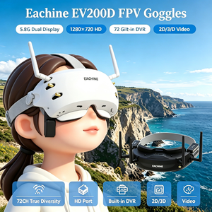 Lunettes FPV Eachine EV200D 5.8G à double écran 1280*720 72CH True Diversity avec port HD, casque vidéo 2D 3D et DVR intégré pour drone - Product Image 1