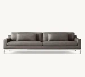 Wholesale New Modern Design Metal Base Living Room Luxury Rail Arm Leather Sofa Set