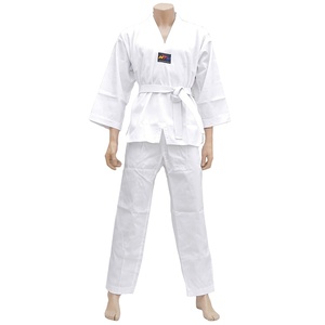 <span class=keywords><strong>WTF</strong></span> V-Neck White <span class=keywords><strong>Taekwondo</strong></span> Gi Material acanalado Ropa de artes marciales - Product Image 1