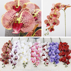 Rama de Orquídea de látex 3D artificial con 9 cabezas para el hogar, flores decorativas para bodas, flores artificiales de orquídeas de plástico suave - Product Image 5