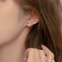 Nouvelle mode exagérée Rose perle boucles d'oreilles personnalité haut de gamme bijoux fins femmes tout match Rose boucles d'oreilles pour la fête