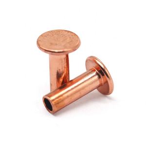 Rivets semi-tubulaires en cuivre rouge, tête bombée, finition brillante, norme ISO, personnalisables pour la fixation de quincaillerie en cuir - Product Image 1